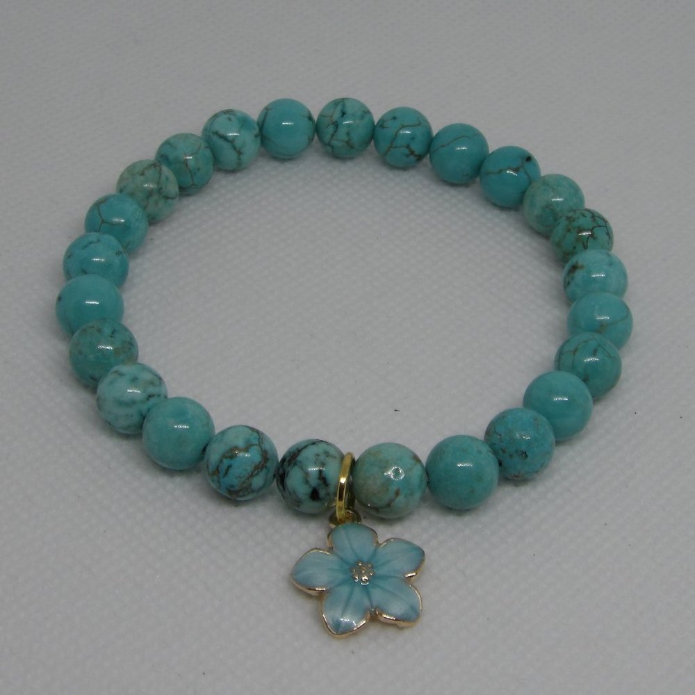 Handmade Blue Turquoise Butterfly Bracelet Natural Stone Beads